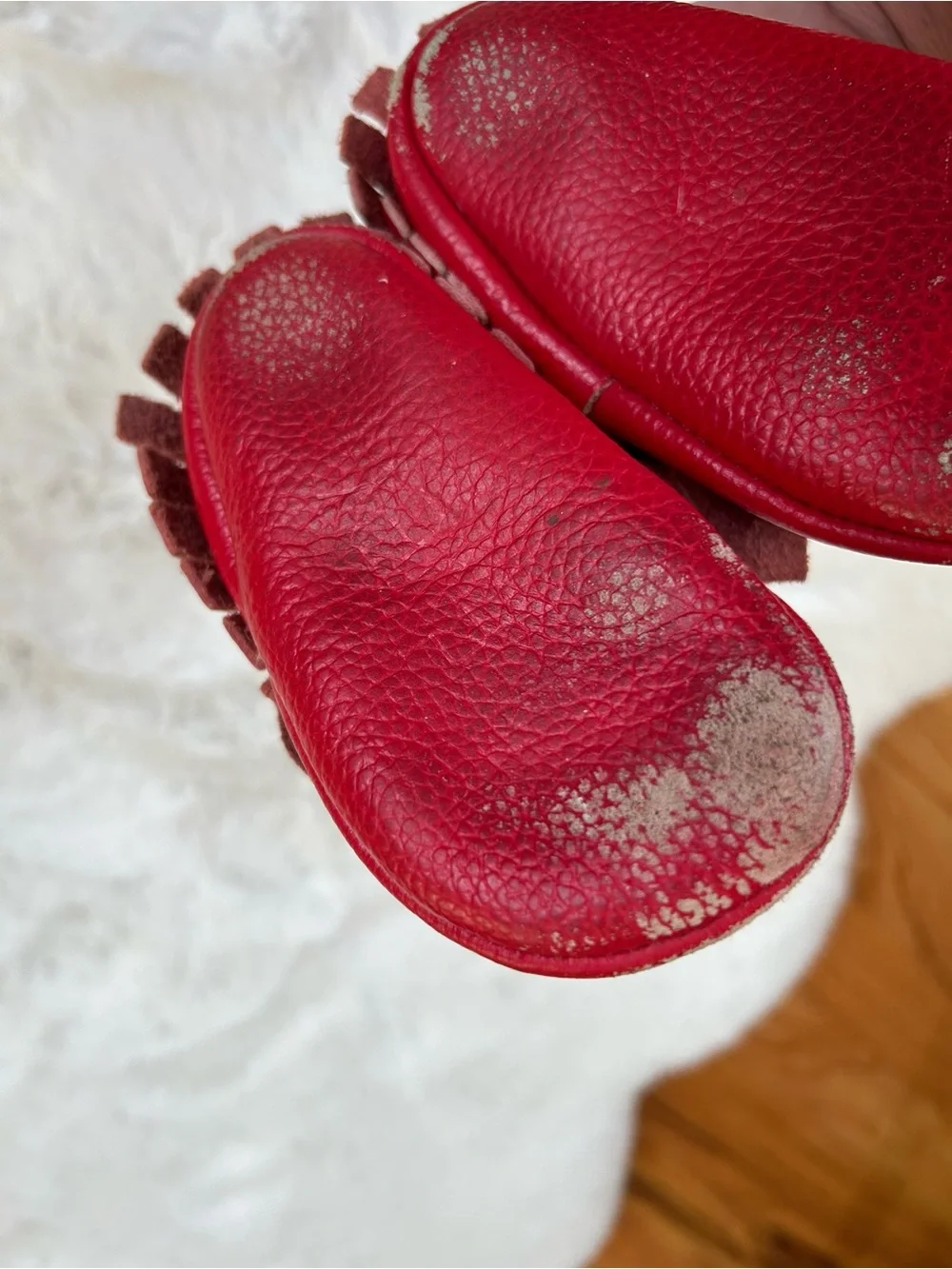 Freya Etsy Red Baby Bow Moccasins - Soft Leather Toddler Shoes 5